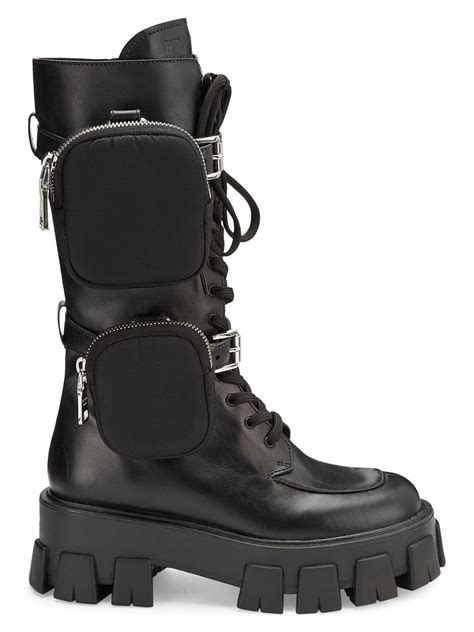 tall prada combat boots|Prada genuine leather boots.